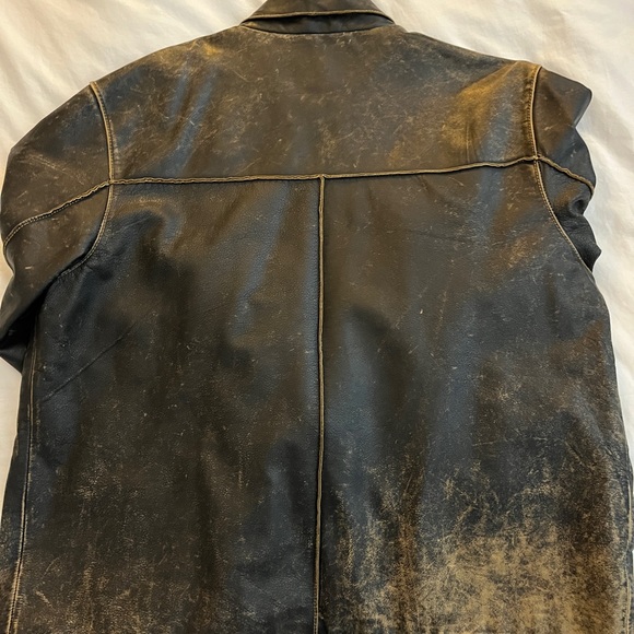 Mens BKE (Buckle) distressed leather jacket - Picture 4 of 5